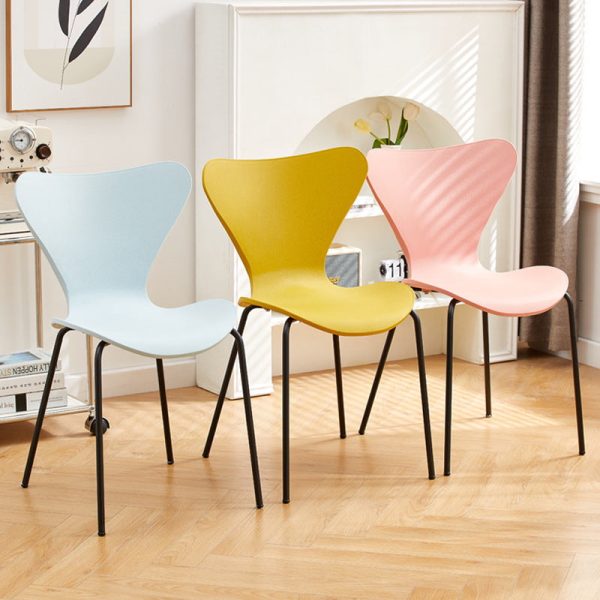 Contemporary Creative Irregular Shape Curved PVC Metal Dining Chair Backrest Armrest For Dining Room - Image 17