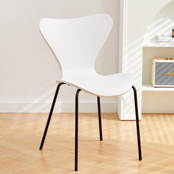 Contemporary Creative Irregular Shape Curved PVC Metal Dining Chair Backrest Armrest For Dining Room - Image 35