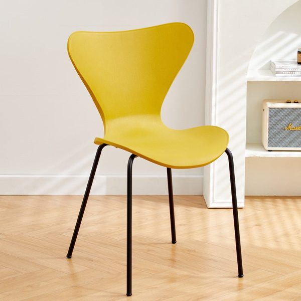 Contemporary Creative Irregular Shape Curved PVC Metal Dining Chair Backrest Armrest For Dining Room - Image 36