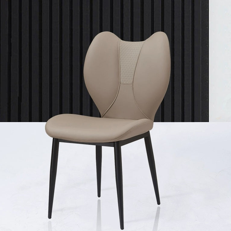 DFM-Chair-FW01734-1-009a4960-b6bc-4949-9891-cc9a73c132b0.jpg Contemporary Scandinavian Curved Arc Square Leather Metal Dining Chair Backrest Armless For Dining Room - Image 1