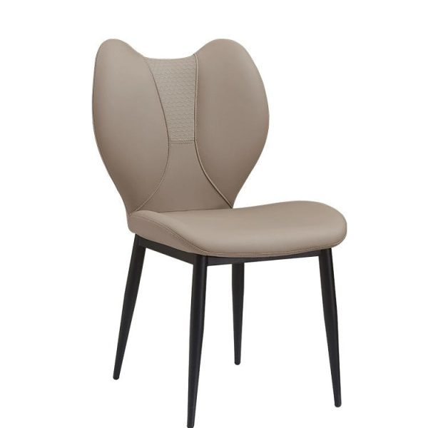 Contemporary Scandinavian Curved Arc Square Leather Metal Dining Chair Backrest Armless For Dining Room - Image 11