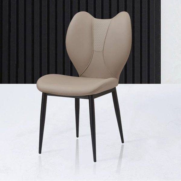 Contemporary Scandinavian Curved Arc Square Leather Metal Dining Chair Backrest Armless For Dining Room - Image 3