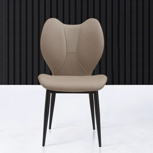 Contemporary Scandinavian Curved Arc Square Leather Metal Dining Chair Backrest Armless For Dining Room - Image 2