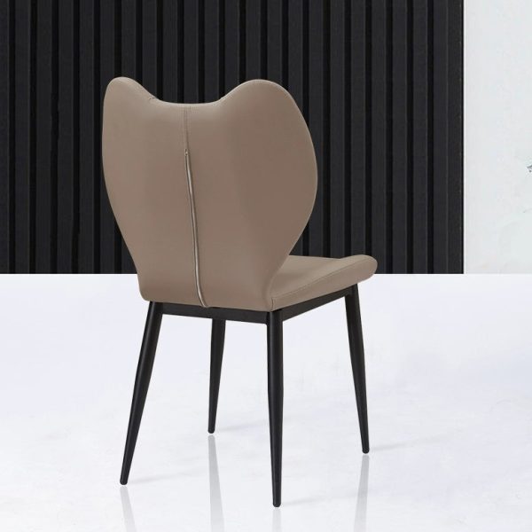 Contemporary Scandinavian Curved Arc Square Leather Metal Dining Chair Backrest Armless For Dining Room - Image 9