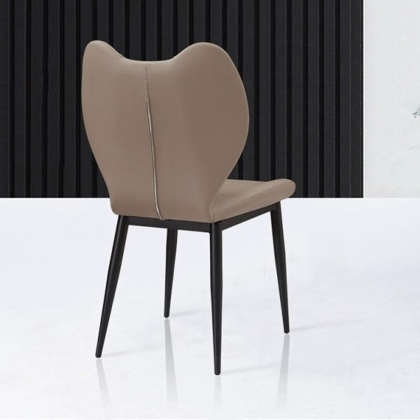 Contemporary Scandinavian Curved Arc Square Leather Metal Dining Chair Backrest Armless For Dining Room - Image 8
