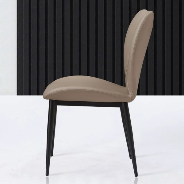 Contemporary Scandinavian Curved Arc Square Leather Metal Dining Chair Backrest Armless For Dining Room - Image 10