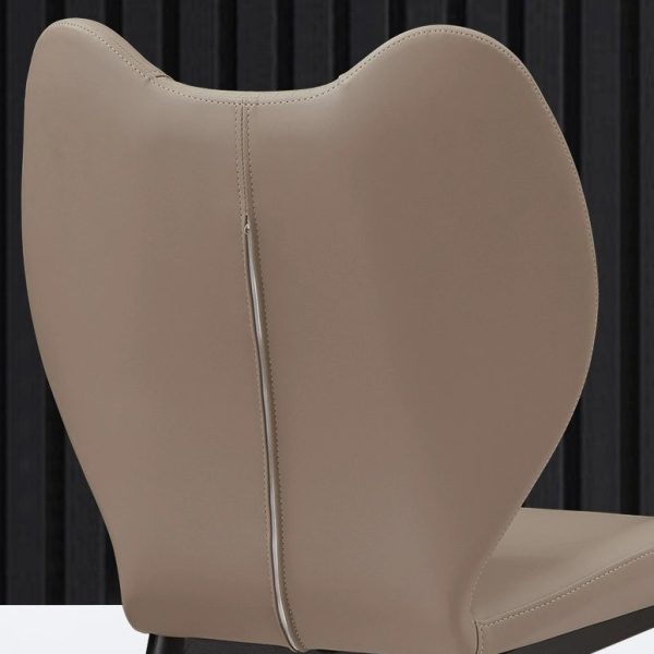 Contemporary Scandinavian Curved Arc Square Leather Metal Dining Chair Backrest Armless For Dining Room - Image 7