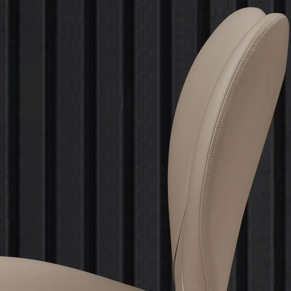 Contemporary Scandinavian Curved Arc Square Leather Metal Dining Chair Backrest Armless For Dining Room - Image 5