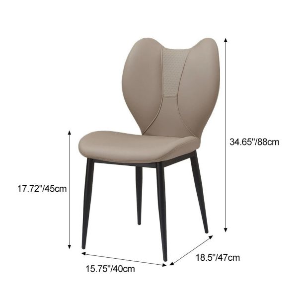 Contemporary Scandinavian Curved Arc Square Leather Metal Dining Chair Backrest Armless For Dining Room - Image 4