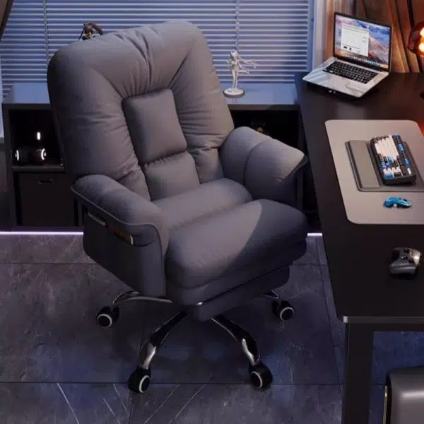 Modern Simplicity Square Soft Sticky Tech Fabric Metal Desk Chair Backrest Armrest For Home Office - Image 3