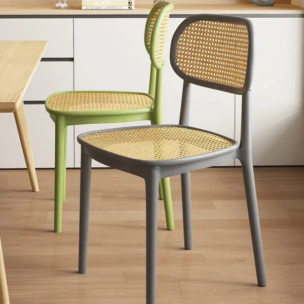 Contemporary Retro Weaving PP Sponge Square Dining Chair Backrest For Dining Room - Image 4