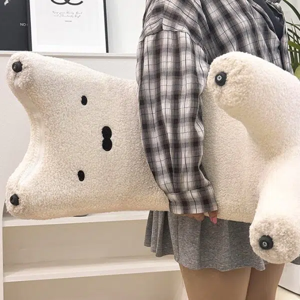 Contemporary Creative Teddy Fleece Sponge Carbon Steel Crooked Cat Vanity Stool For Bedroom - Image 9