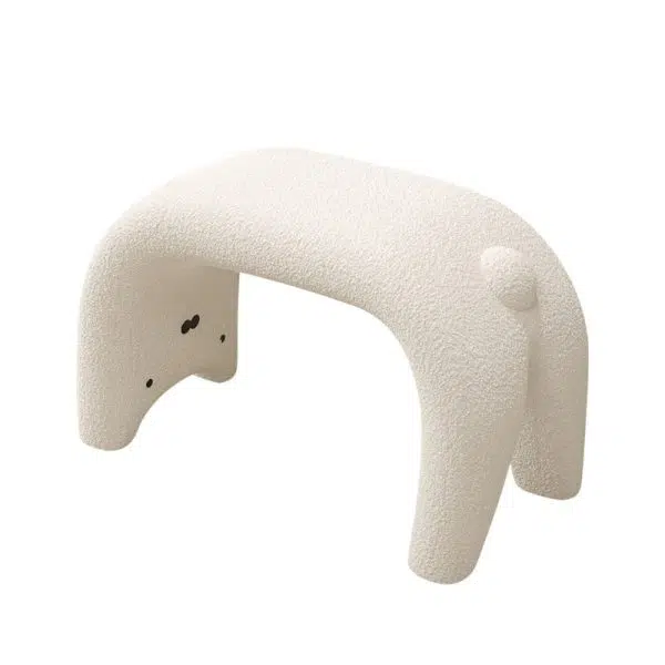Contemporary Creative Teddy Fleece Sponge Carbon Steel Crooked Cat Vanity Stool For Bedroom - Image 16