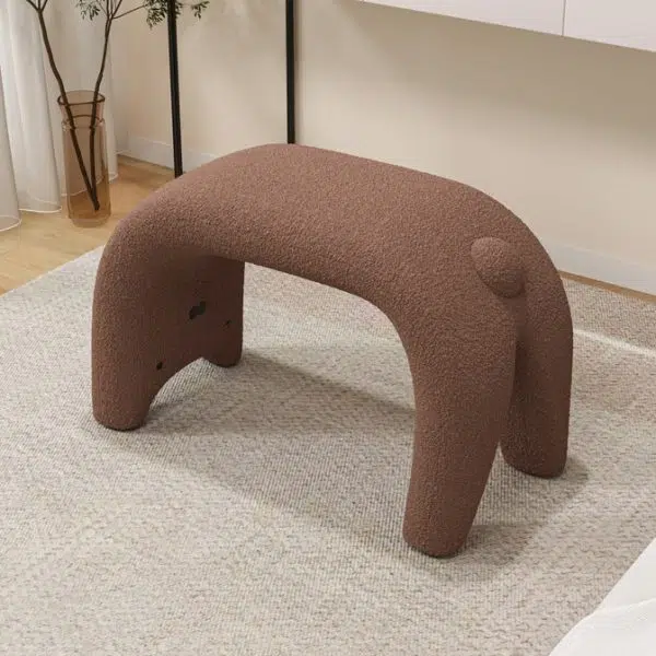 Contemporary Creative Teddy Fleece Sponge Carbon Steel Crooked Cat Vanity Stool For Bedroom - Image 12