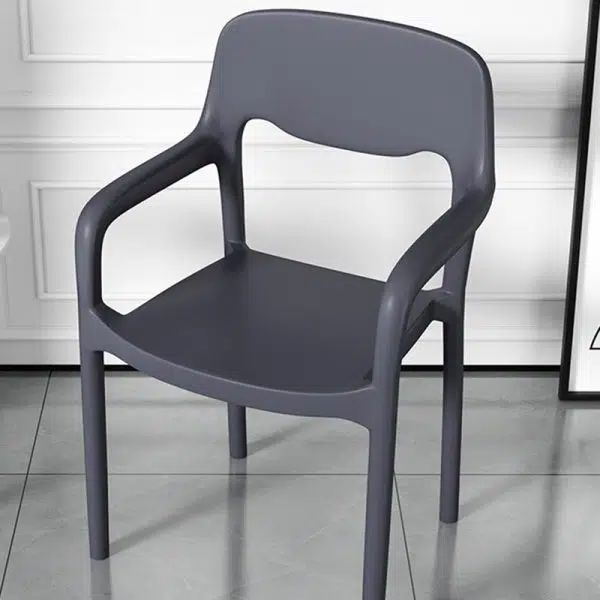 Contemporary Scandinavian PP Square Open-Back Dining Chair Backrest Armrest Stackable For Dining Room - Image 12