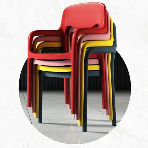 Contemporary Scandinavian PP Square Open-Back Dining Chair Backrest Armrest Stackable For Dining Room - Image 11