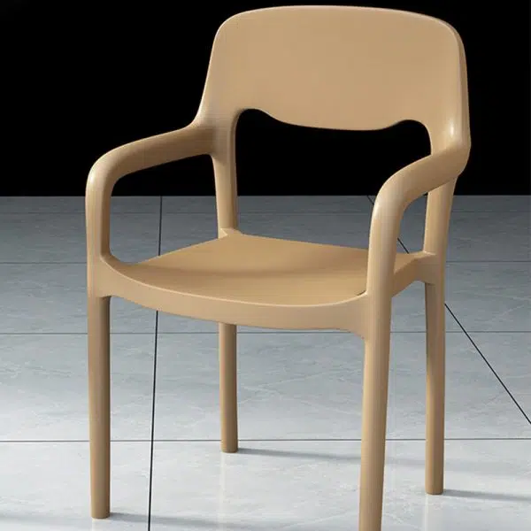 Contemporary Scandinavian PP Square Open-Back Dining Chair Backrest Armrest Stackable For Dining Room - Image 25