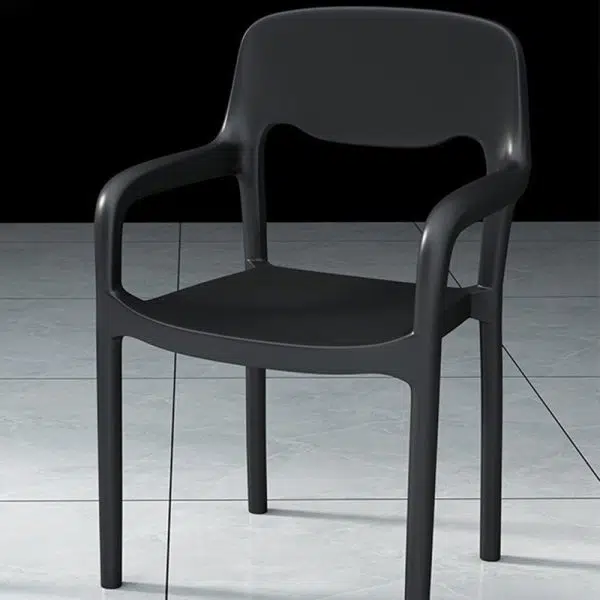 Contemporary Scandinavian PP Square Open-Back Dining Chair Backrest Armrest Stackable For Dining Room - Image 26