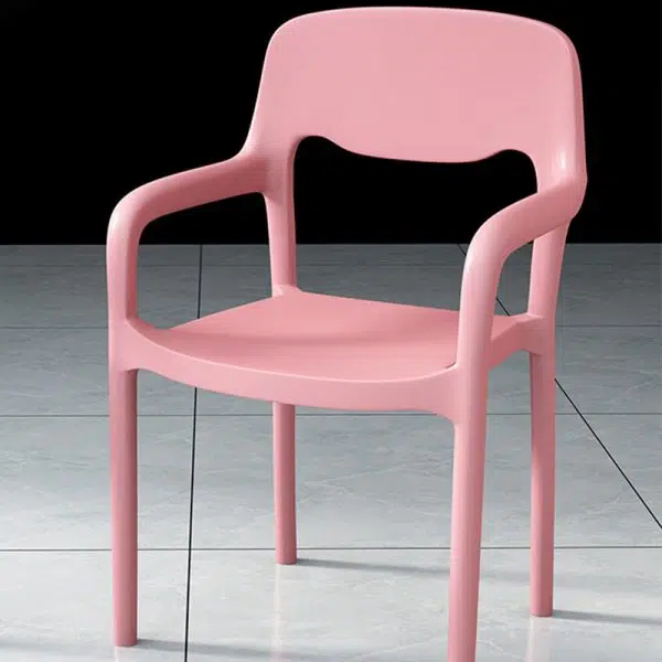 Contemporary Scandinavian PP Square Open-Back Dining Chair Backrest Armrest Stackable For Dining Room - Image 27