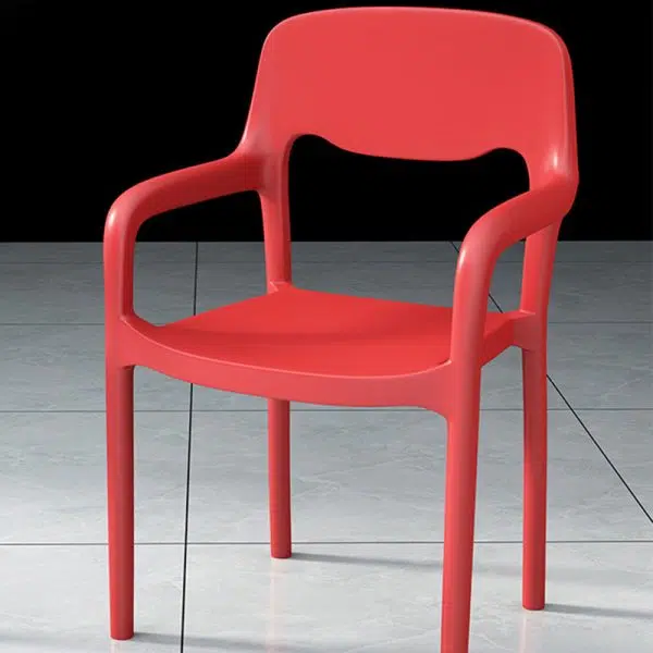 Contemporary Scandinavian PP Square Open-Back Dining Chair Backrest Armrest Stackable For Dining Room - Image 28