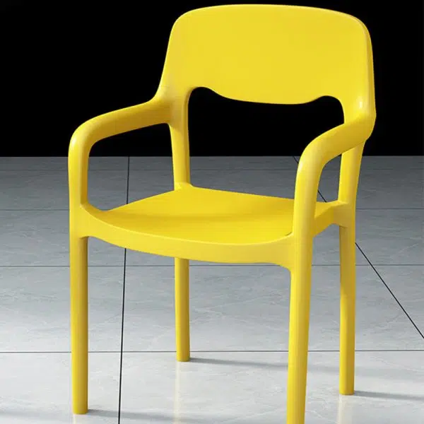 Contemporary Scandinavian PP Square Open-Back Dining Chair Backrest Armrest Stackable For Dining Room - Image 30