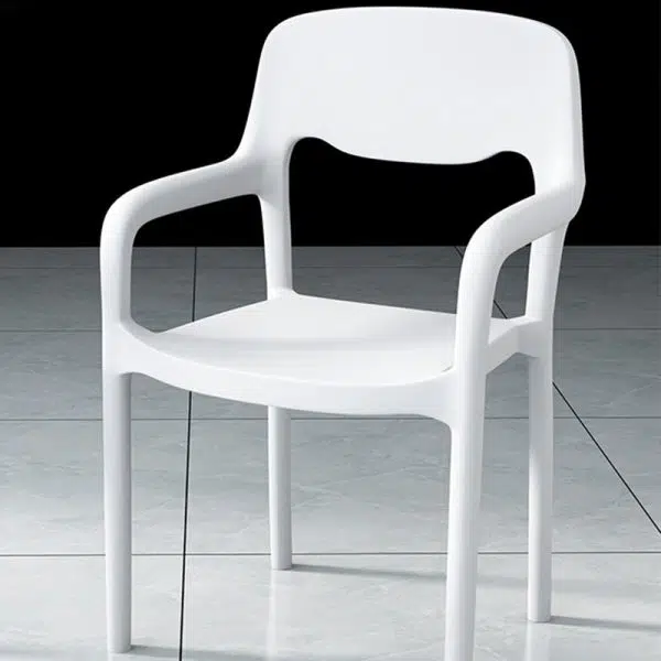 Contemporary Scandinavian PP Square Open-Back Dining Chair Backrest Armrest Stackable For Dining Room - Image 31