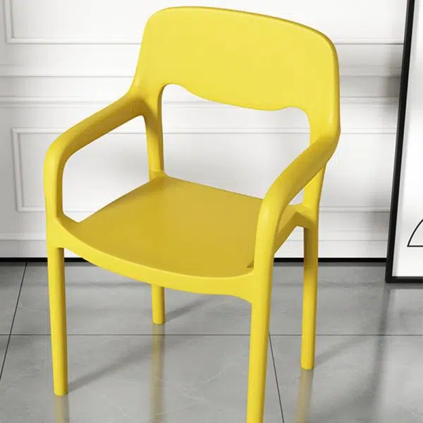 Contemporary Scandinavian PP Square Open-Back Dining Chair Backrest Armrest Stackable For Dining Room - Image 33