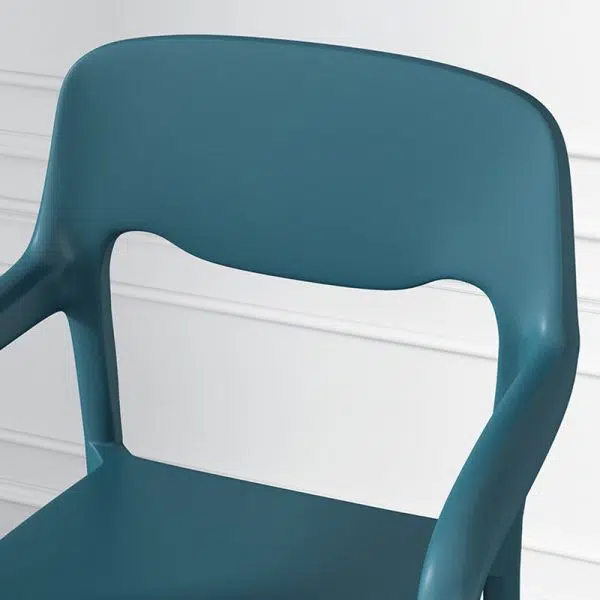 Contemporary Scandinavian PP Square Open-Back Dining Chair Backrest Armrest Stackable For Dining Room - Image 7