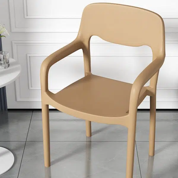 Contemporary Scandinavian PP Square Open-Back Dining Chair Backrest Armrest Stackable For Dining Room - Image 15