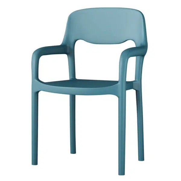 Contemporary Scandinavian PP Square Open-Back Dining Chair Backrest Armrest Stackable For Dining Room - Image 14