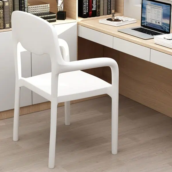 Contemporary Scandinavian PP Square Open-Back Dining Chair Backrest Armrest Stackable For Dining Room - Image 36