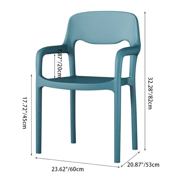 Contemporary Scandinavian PP Square Open-Back Dining Chair Backrest Armrest Stackable For Dining Room - Image 6