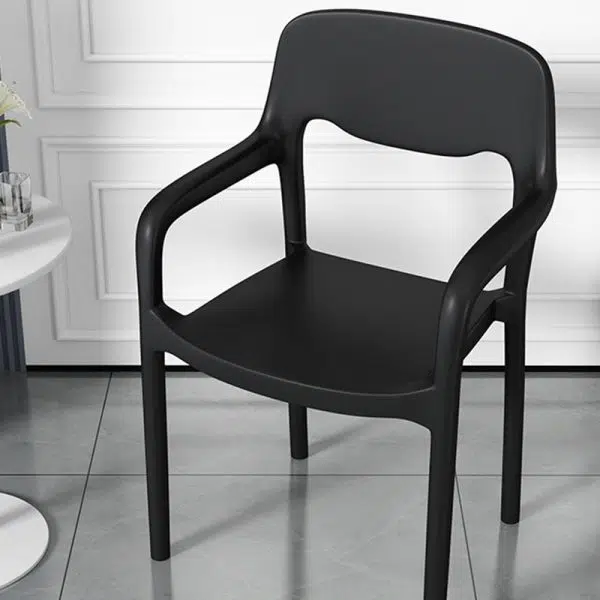 Contemporary Scandinavian PP Square Open-Back Dining Chair Backrest Armrest Stackable For Dining Room - Image 16