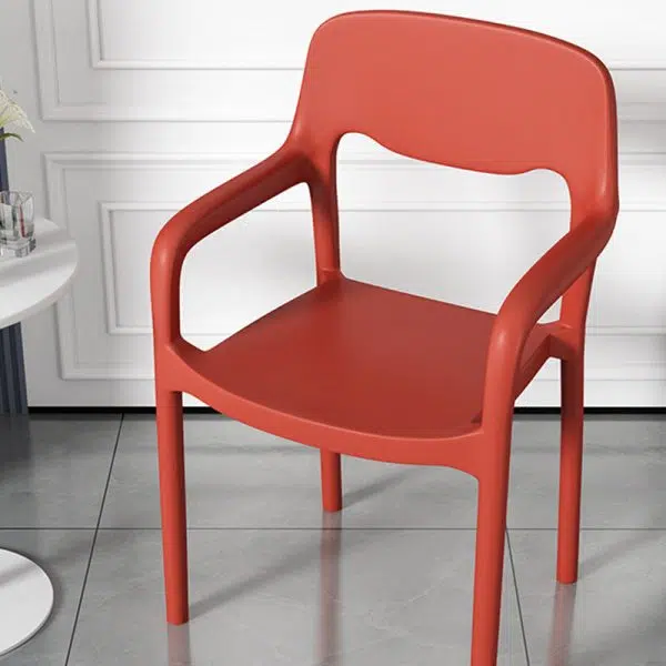 Contemporary Scandinavian PP Square Open-Back Dining Chair Backrest Armrest Stackable For Dining Room - Image 18