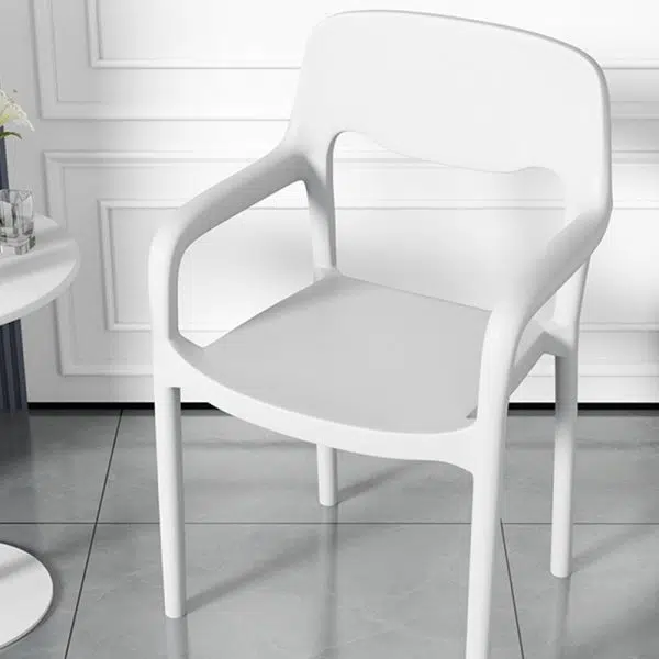 Contemporary Scandinavian PP Square Open-Back Dining Chair Backrest Armrest Stackable For Dining Room - Image 21