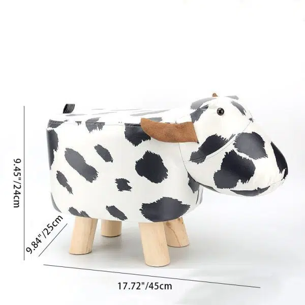 Contemporary Creative Kids Fabric Wood Sponge Animal Elephant Footstool For Entryway - Image 9