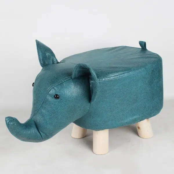 Contemporary Creative Kids Fabric Wood Sponge Animal Elephant Footstool For Entryway - Image 30