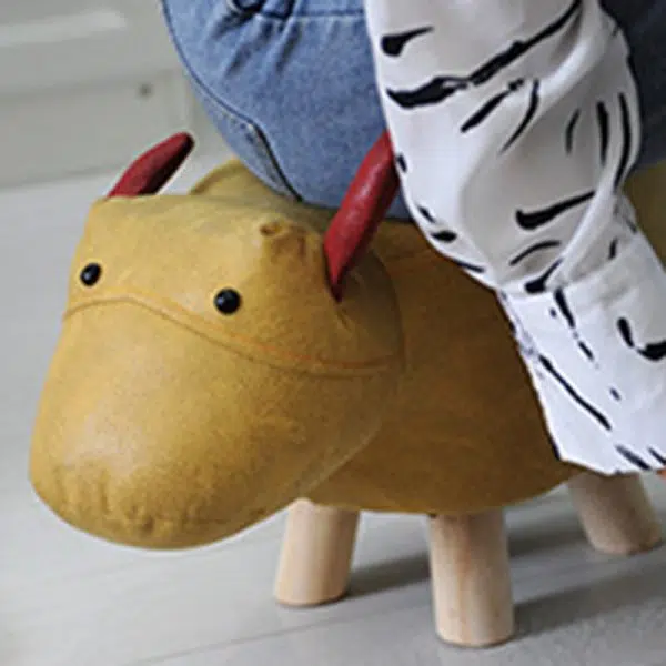 Contemporary Creative Kids Fabric Wood Sponge Animal Elephant Footstool For Entryway - Image 19