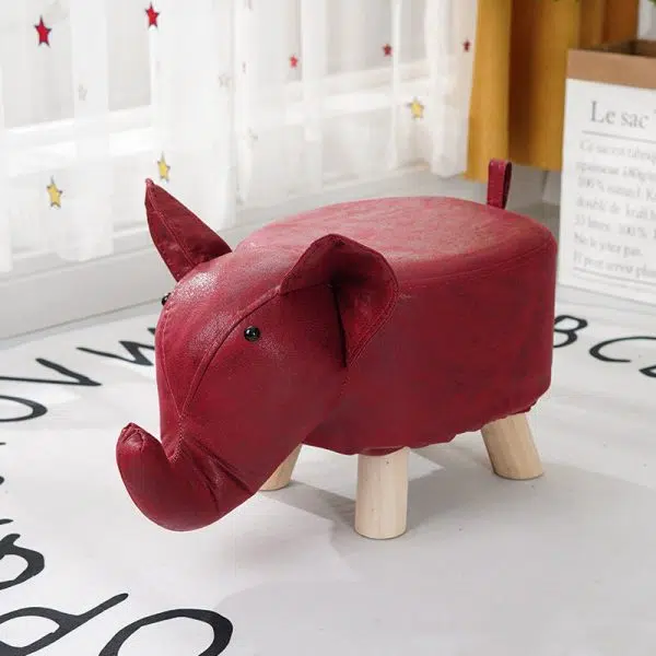 Contemporary Creative Kids Fabric Wood Sponge Animal Elephant Footstool For Entryway - Image 29