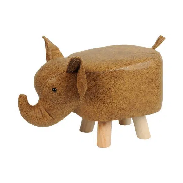 Contemporary Creative Kids Fabric Wood Sponge Animal Elephant Footstool For Entryway - Image 32