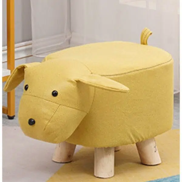 Contemporary Creative Kids Fabric Wood Sponge Animal Elephant Footstool For Entryway - Image 21