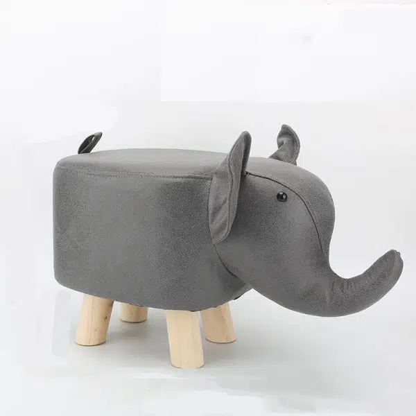 Contemporary Creative Kids Fabric Wood Sponge Animal Elephant Footstool For Entryway - Image 31