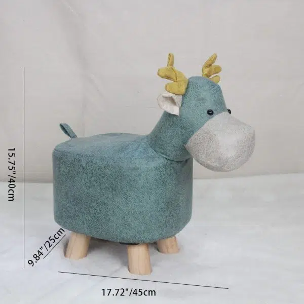 Contemporary Creative Kids Fabric Wood Sponge Animal Elephant Footstool For Entryway - Image 8