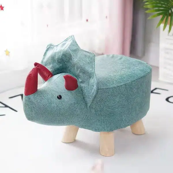 Contemporary Creative Kids Fabric Wood Sponge Animal Elephant Footstool For Entryway - Image 23