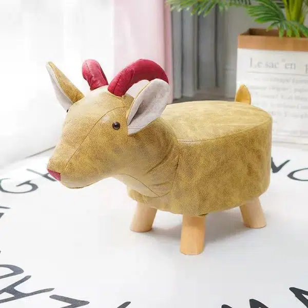 Contemporary Creative Kids Fabric Wood Sponge Animal Elephant Footstool For Entryway - Image 24