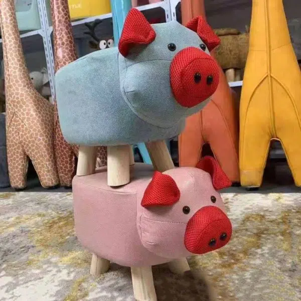 Contemporary Creative Kids Fabric Wood Sponge Animal Elephant Footstool For Entryway - Image 20