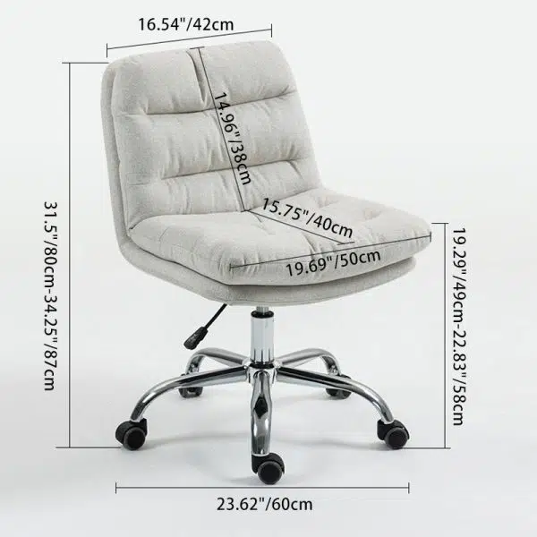 Modern Minimalist Fabric Cotton Sponge Steel Square Desk Chair Backrest Movable For Home Office - Image 3
