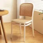 White Leg & Wood Color Seat