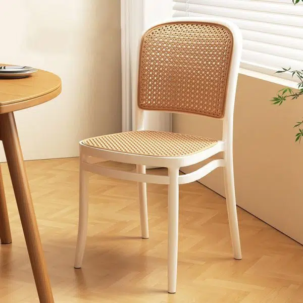 Contemporary Scandinavian Weaving Tritan Square Dining Chair Backrest Stackable For Dining Room - Image 12