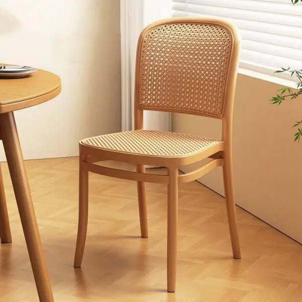 Contemporary Scandinavian Weaving Tritan Square Dining Chair Backrest Stackable For Dining Room - Image 13